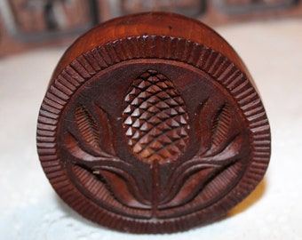 Beautiful Hand Carved Pennsylvanian German Butter Stamp with Stylized Plant