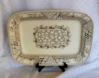 Large 1883 Wedgwood & Co. Ivory Tray - Melton Brown Transferware - Antique - Wonderful Condition!