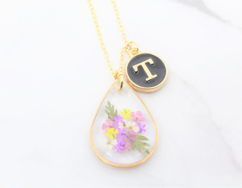 Made With Your Colors Customizable Bouquet Necklace, Pressed Flower Jewelry, Personalized Resin Pendants, Nature Wedding, Bridesmaids image 6