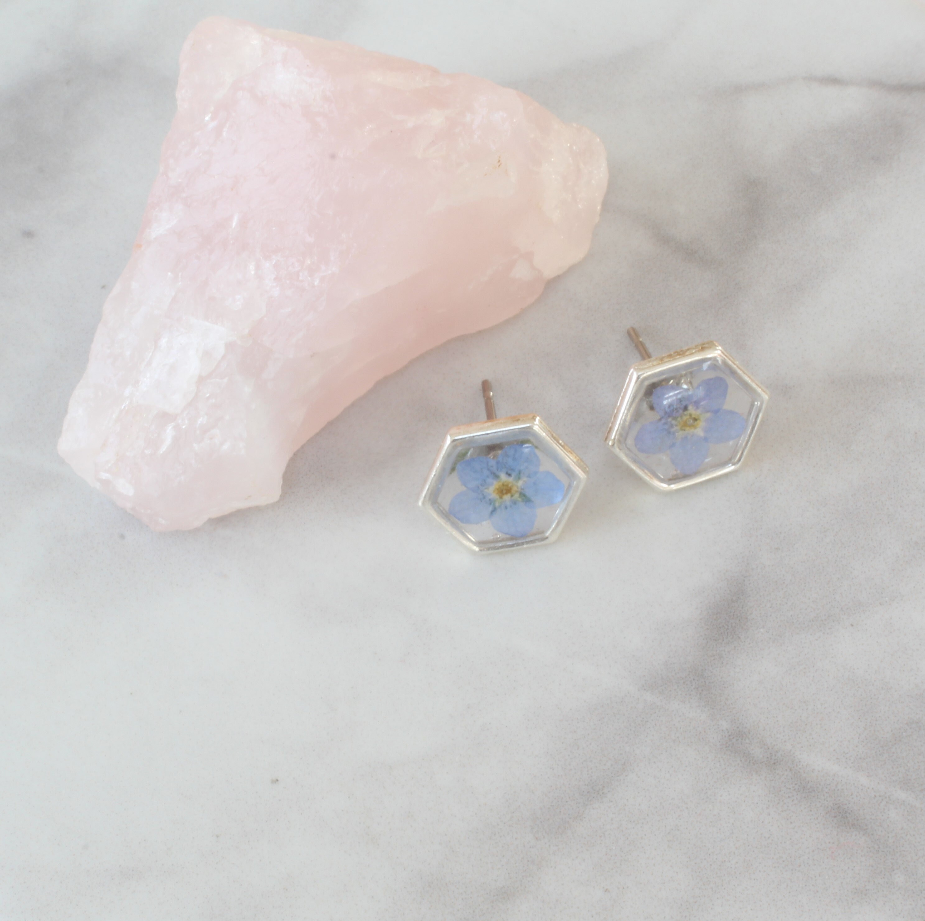 URONE Orecchini Non Ti Scordar Di Me In Argento 925 - Fiore Blu Filigrana, Confezione Regalo Con Panno - 2