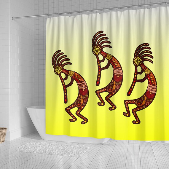 Earth Tone Kokopelli Shower Curtain Colorful Designer Etsy