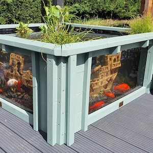 Lotus Clear View Garden Aquarium raised fish pond with large windows and Free USA Delivery