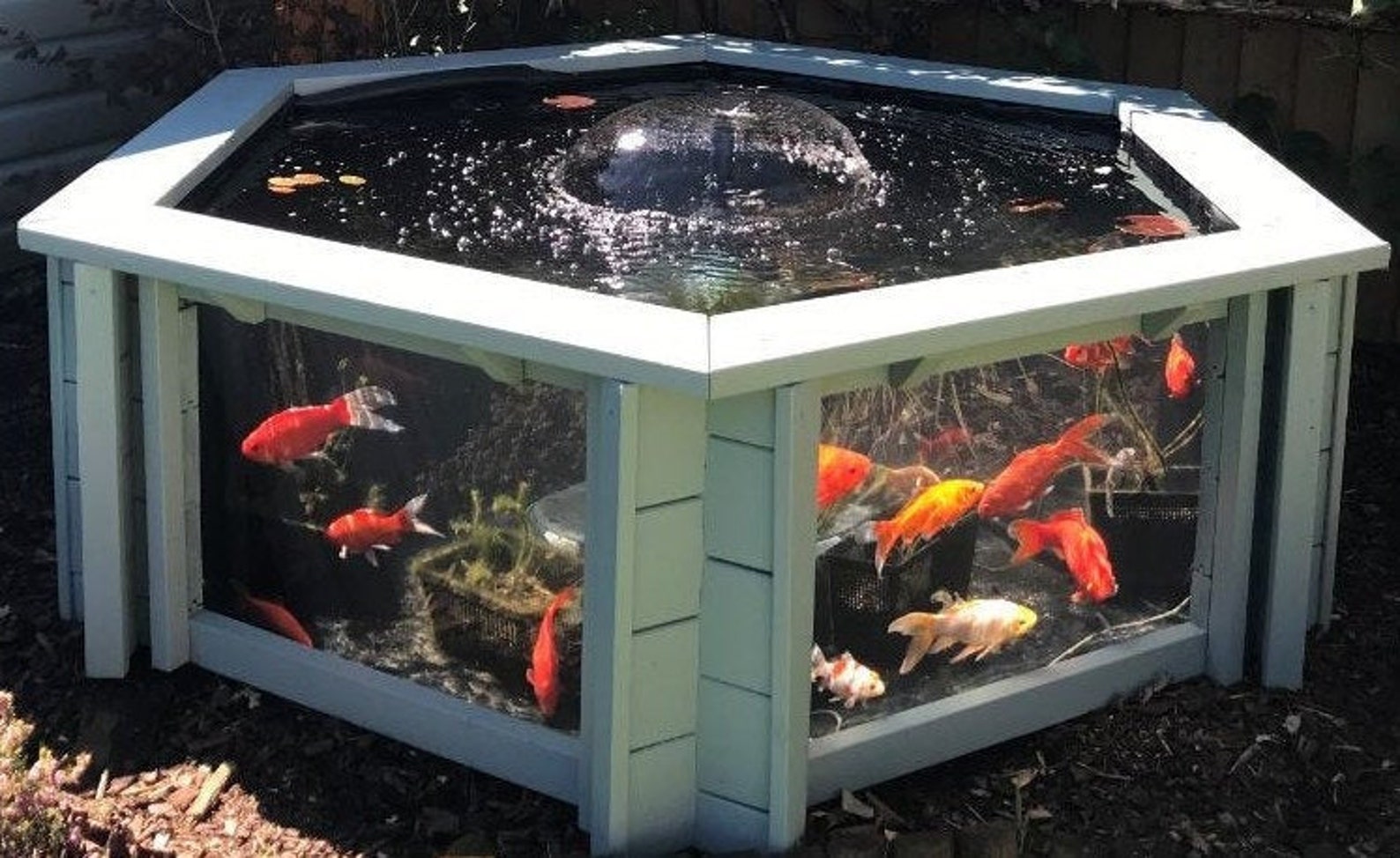 Lily Clear View Garden Aquarium Raised Hexagon Garden Fish Pond With