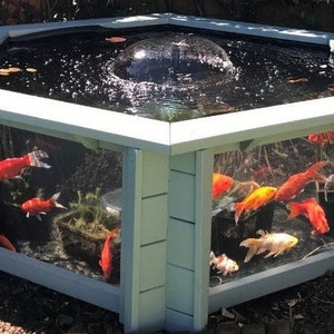 Lily Clear View Garden Aquarium raised hexagon garden fish pond with windows