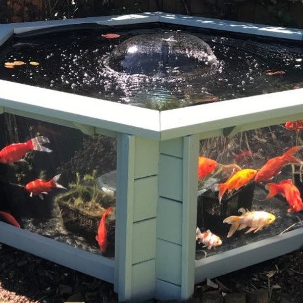 Lily Clear View Garden Aquarium raised hexagon fish pond with large windows Free USA delivery