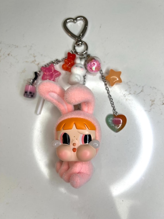 キーホルダー・キーリング CRYBABY X POWERPUFF GIRLS SERIES KEYRING BUNNY BUBBLES The Powerpuff Girls X Cry Baby Keychain Light Pink ( Bunny