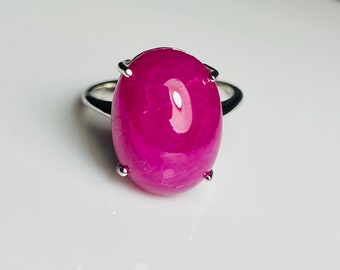 Natural Ruby Sterling Silver Ring - July Birthstone, Size 7