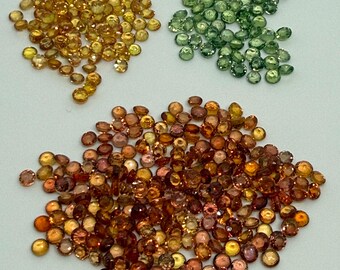 3.5mm-4mm Yellow Orange Green Natural Sapphire Faceted Round Cut