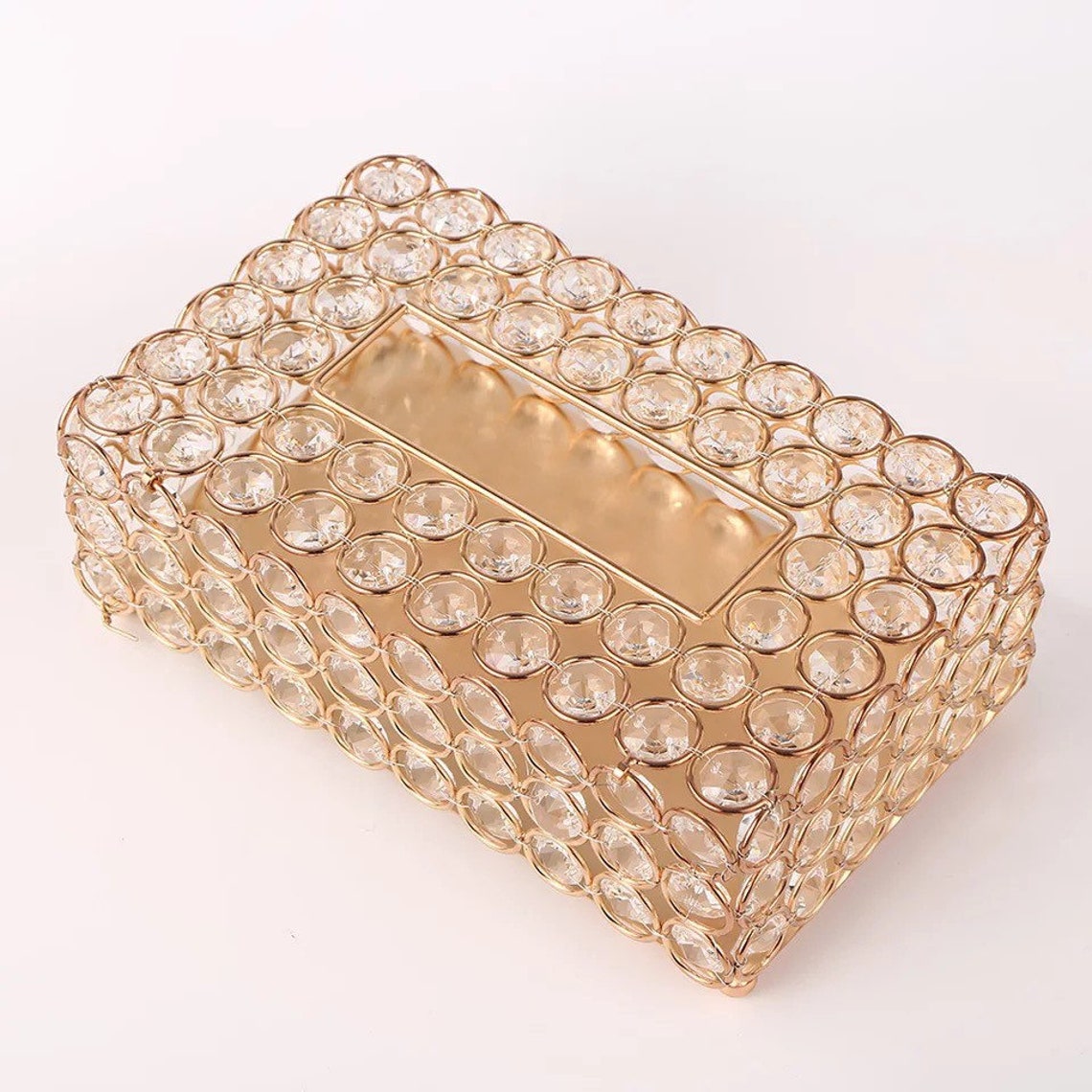Round crystal jewel tissue box cover tissue holder handmade Etsy