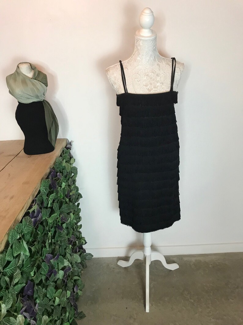 Robe Charleston Robe De La Frange Noire Etsy