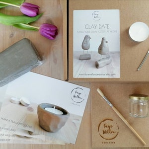Clay Pottery Kit for 2 Date Night, Birthday, Craft at Home DIY Kit, Home  Décor, Christmas Festive Activity Air Drying Clay 