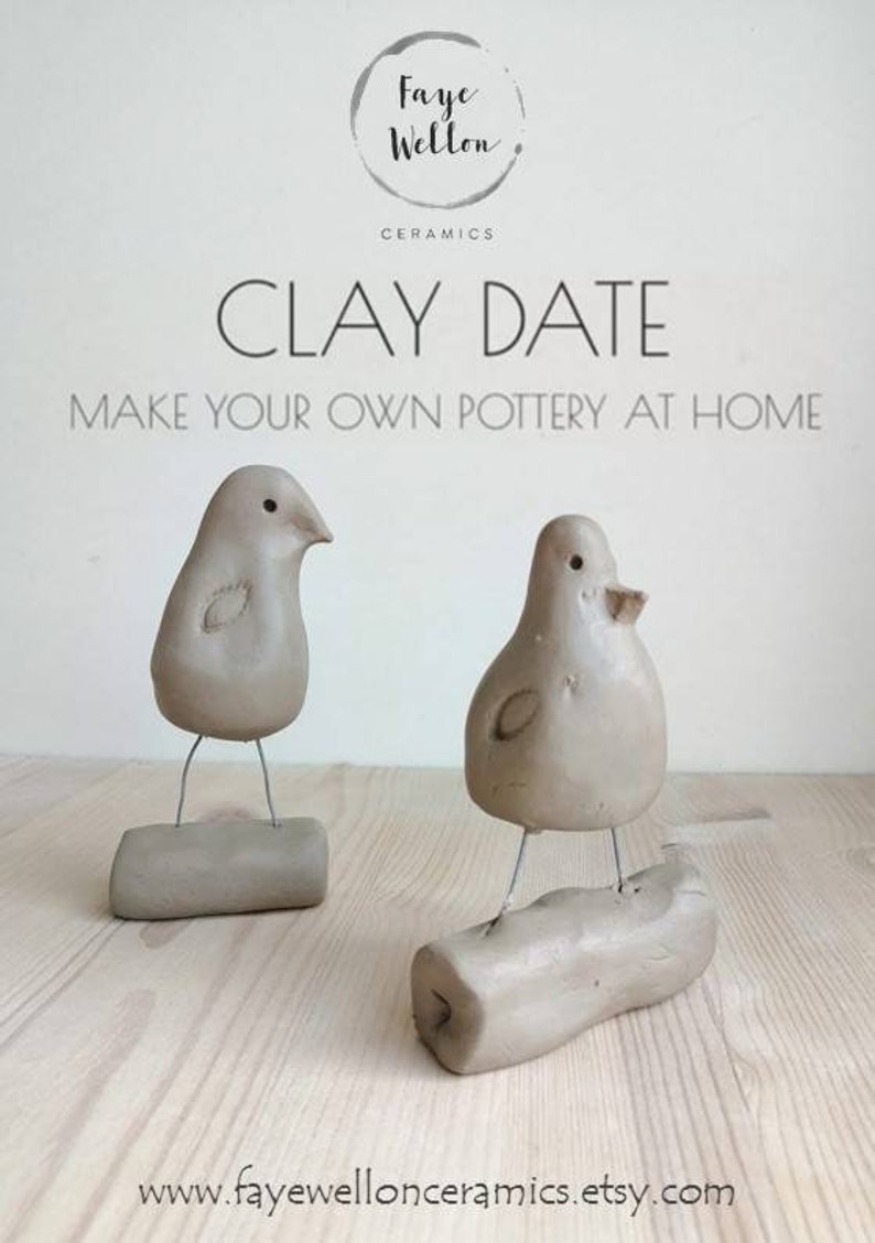 Pottery CLAY DATE kit , Valentine's date night birthday , set of 4 make your own pottery projects for beginners. image 2