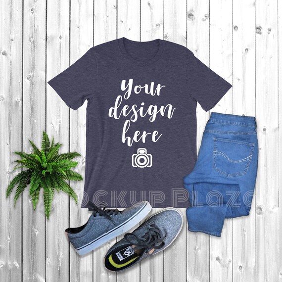 Bella Canvas Mockup 3001 Heather Midnight Navy Bella Canvas