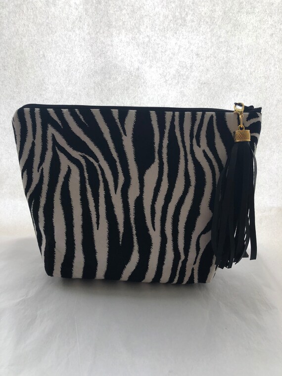 Zebra makeup bag/black and white makeup bag/animal print Etsy