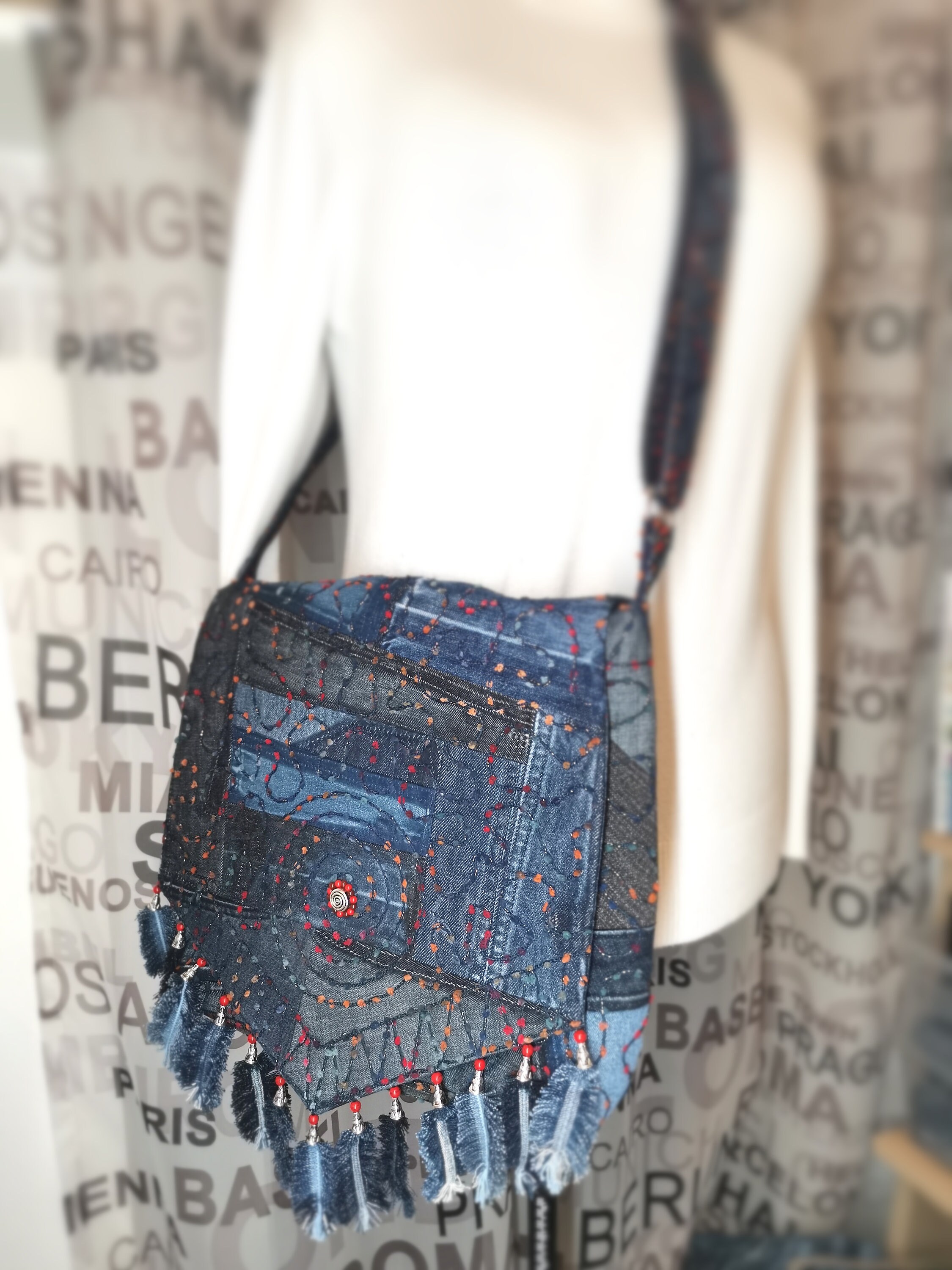 Jeans bag, Shoulder bag, Jeans shoulder bag, ethnic style, Hippie Jeans bag, Shoulder bag, Jeans shoulder bag, ethnic style, Hippie