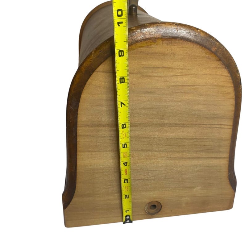 Máquina de coser Singer antigua de madera, caja de madera curvada, asa, sin herrajes, solo la tapa. imagen 8