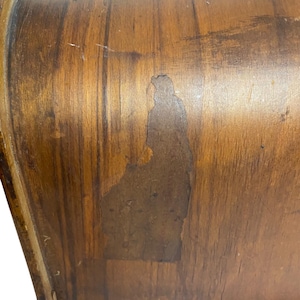 Máquina de coser Singer antigua de madera, caja de madera curvada, asa, sin herrajes, solo la tapa. imagen 4