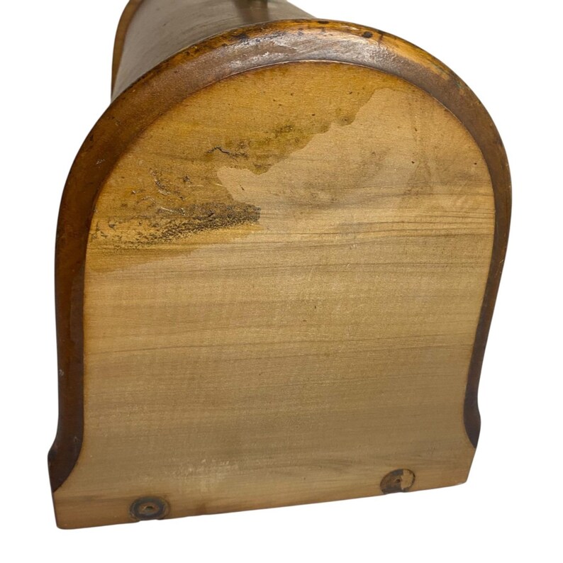Máquina de coser Singer antigua de madera, caja de madera curvada, asa, sin herrajes, solo la tapa. imagen 9