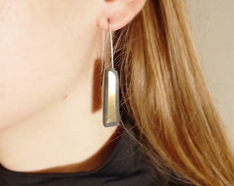 Contemporary Concrete & Brass Dangled Statement Earrings