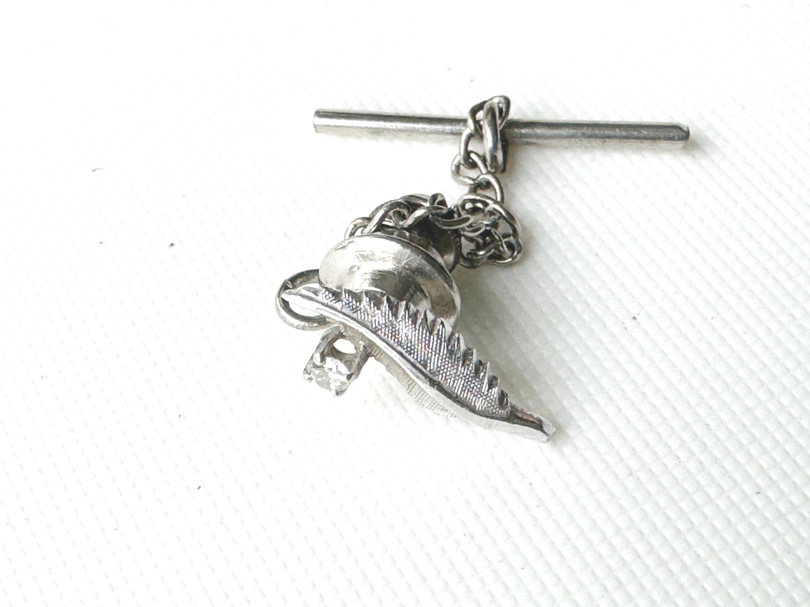 K14WG(1.53グラム)ダイヤモンド0.06カラット ネクタイピン USA K14WG Diamond 0.06 Carat Tie Pin USA Engraved