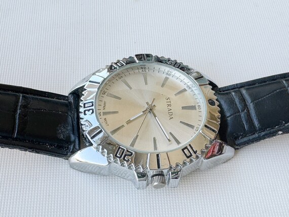 vintage strada men's stainless steel quartz watch… - image 2