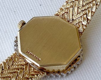 Vintage Geneva 14k Yellow Gold Diamond Watch: Braided Bracelet