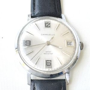 montre mécanique vintage caravelle pour hommes 35 mm, fonctionnement, verre rayé