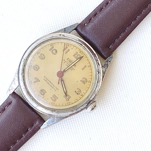 vintage enicar military style mens manual winding mechanical watch, dial marked 17J shockprotected antimagnetic, 30mm case