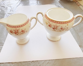 Vintage Wedgwood Fine Bone China Creamer & Covered Sugar Bowl Tea Set Pieces