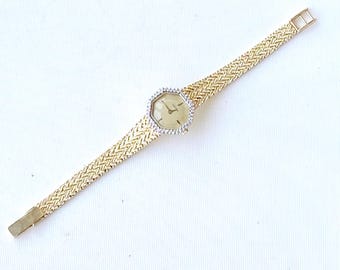 Vintage Geneva 14k Yellow Gold Diamond Watch: Braided Bracelet
