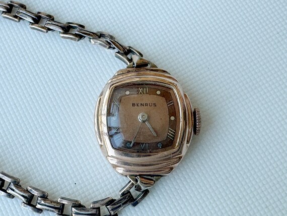 vintage benrus 14k rose gold art deco women's mec… - image 2