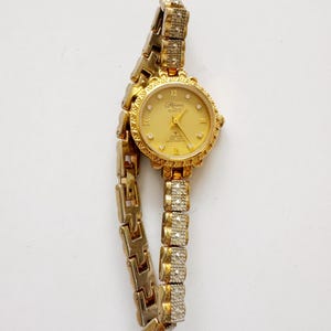 Vintage Croton Diamond Ladies Watch Gold Tone - Dead Battery Vintage Manhattan By Croton Womens Gold Rhinestone Watch  main image 2