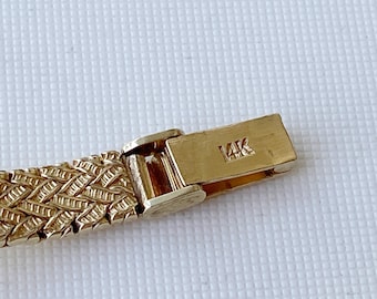 Vintage Geneva 14k Yellow Gold Diamond Watch: Braided Bracelet