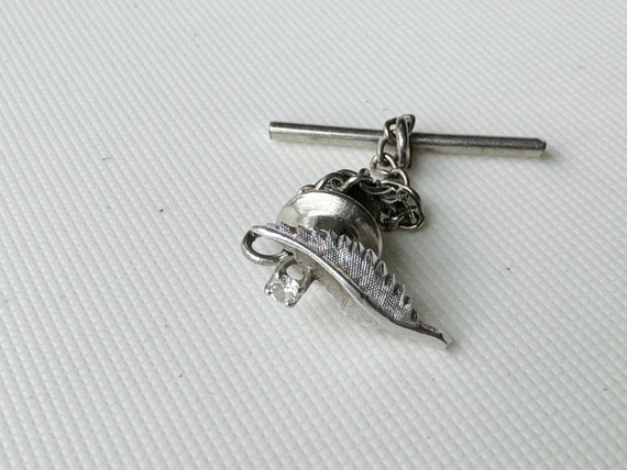 vintage14k white gold diamond leaf tie pin - image 3