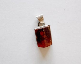 ヴィンテージバルト海産琥珀インレイサークルスターリングシルバー