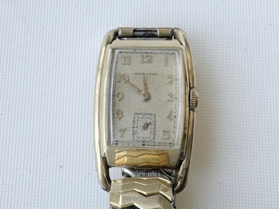 vintage hamilton 14k filled gold art deco men's m… - image 1