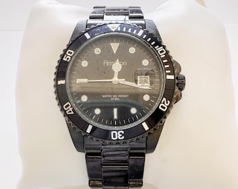 Armitron Watch 40mm Black Dial Diver Style Stainless Steel Date Runs