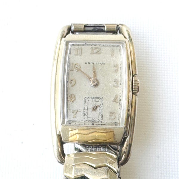vintage hamilton 14k filled gold art deco mechanische herrenuhr 24 x 32 mm, laufend