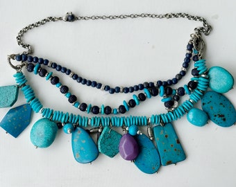 vintage turquoise necklace costume jewelry 20 inches