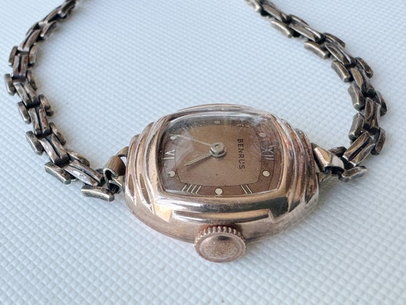 vintage benrus 14k rose gold art deco women's mec… - image 3