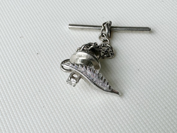 vintage14k white gold diamond leaf tie pin - image 1