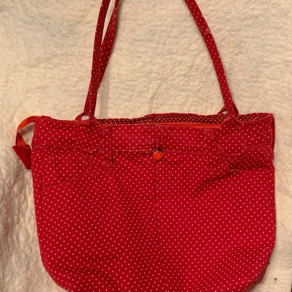 Boho, Upcycled, Cute, Sassy, Red Polka dot Purse