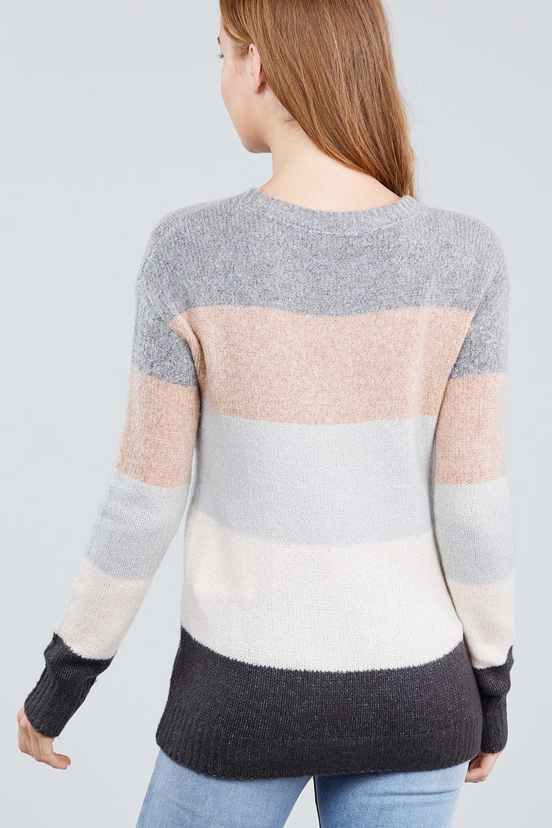 Color Block Crew Neck Sweater