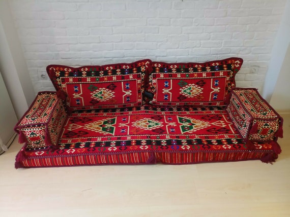 Bohemian Ottoman Majlis Sofafloor Cushionsfloor Sofa Etsy