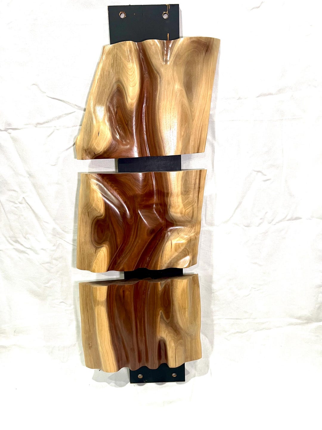 Hand Carved Black Walnut Wall Art | 3-piece Live Edge Sculpture - Etsy