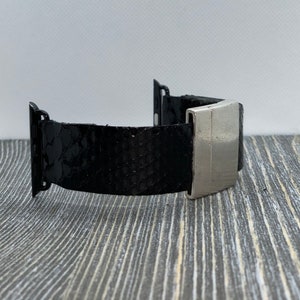 Black Python Leather Band for Apple Watch Size for 42 or 44