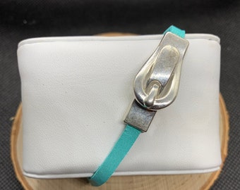 Buckskin Light Teal Bracelet with Magnetic Silver Clasp