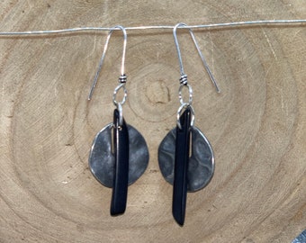 Médaillon d'Argent - Boucles d'oreilles black Coconut Bead Drop - Sterling Silver