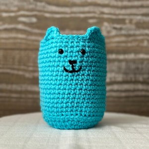Crochet bear quart size mason jar cozy