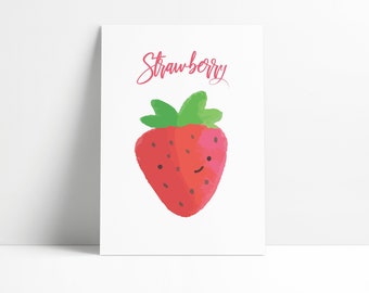 C Strawberry In Hand Art Print Home Decor Wall Art Poster